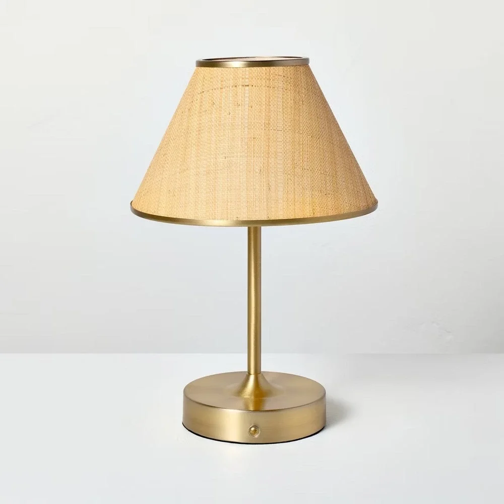 Cordless Woven Portable Table Lamp Brass - Hearth & Hand Magnolia, Target